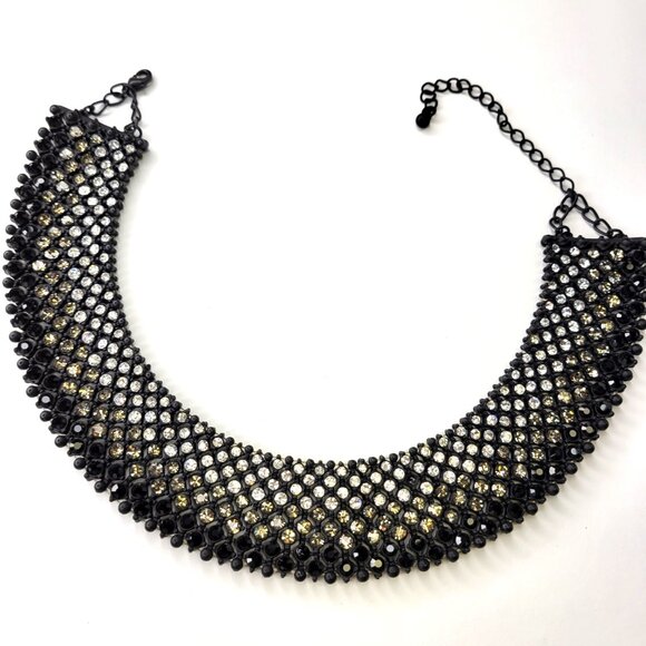 Crystal and Black Choker Necklace - Picture 5 of 13